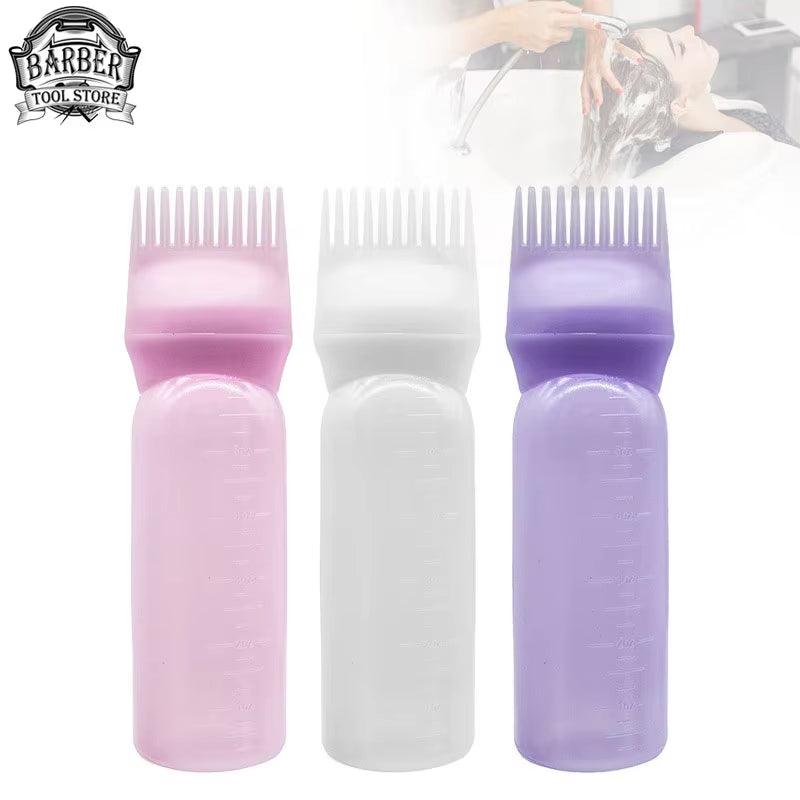 3 Color Salon Hair Oil Applicator Bottle Professional Hairdressing Dyeing Comb Bottles Barbershop Hairdresser Coloring Supplies ATHLEXES