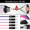Fitness Resistance Bands Set Yoga 5 Tube Workout Bands Home Exercise Bands with Door Anchor Handles Ankle Straps Gym Equipment ATHLEXES