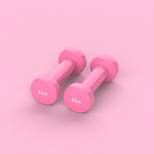 Vinyl Coated Dumbbell 0.5Kg Hand Weights Non-Slip and Anti-Roll Hex Dumbbells in Pair for Workouts Strength Training Free Weight ATHLEXES