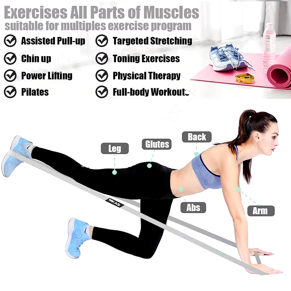 Long Resistance Loop Band Set Unisex Fitness Yoga Elastic Bands Hip Circle Thigh Squat Band Workout Gym Equipment for Home ATHLEXES