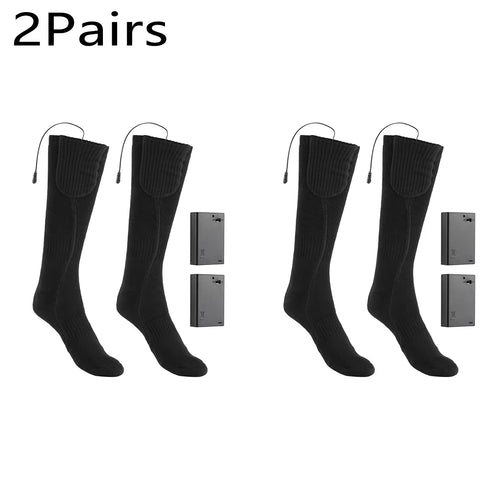 2 Pairs Heated Socks Feet Warm Snowmobile Skiing Boots Heated Socks Outdoor Camping Sports Winter Thermal Stocking Foot Warmer ATHLEXES