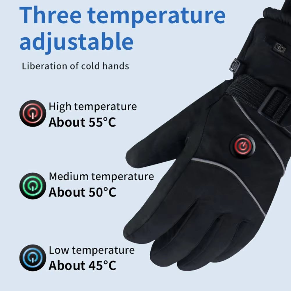 Outdoor Winter Gloves Hand Warmer DC Rechargeable Heated Gloves Touchscreen Waterproof Thermal Gloves for Women Men Ski Hiking ATHLEXES