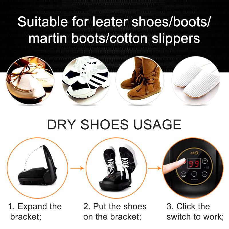 220V/110V Timed Shoe Dryer Deodorant Retractable Shoe Dryer Fast Dryer Heater Deodorizer Dehumidifier Device Foot Warmer Heater ATHLEXES