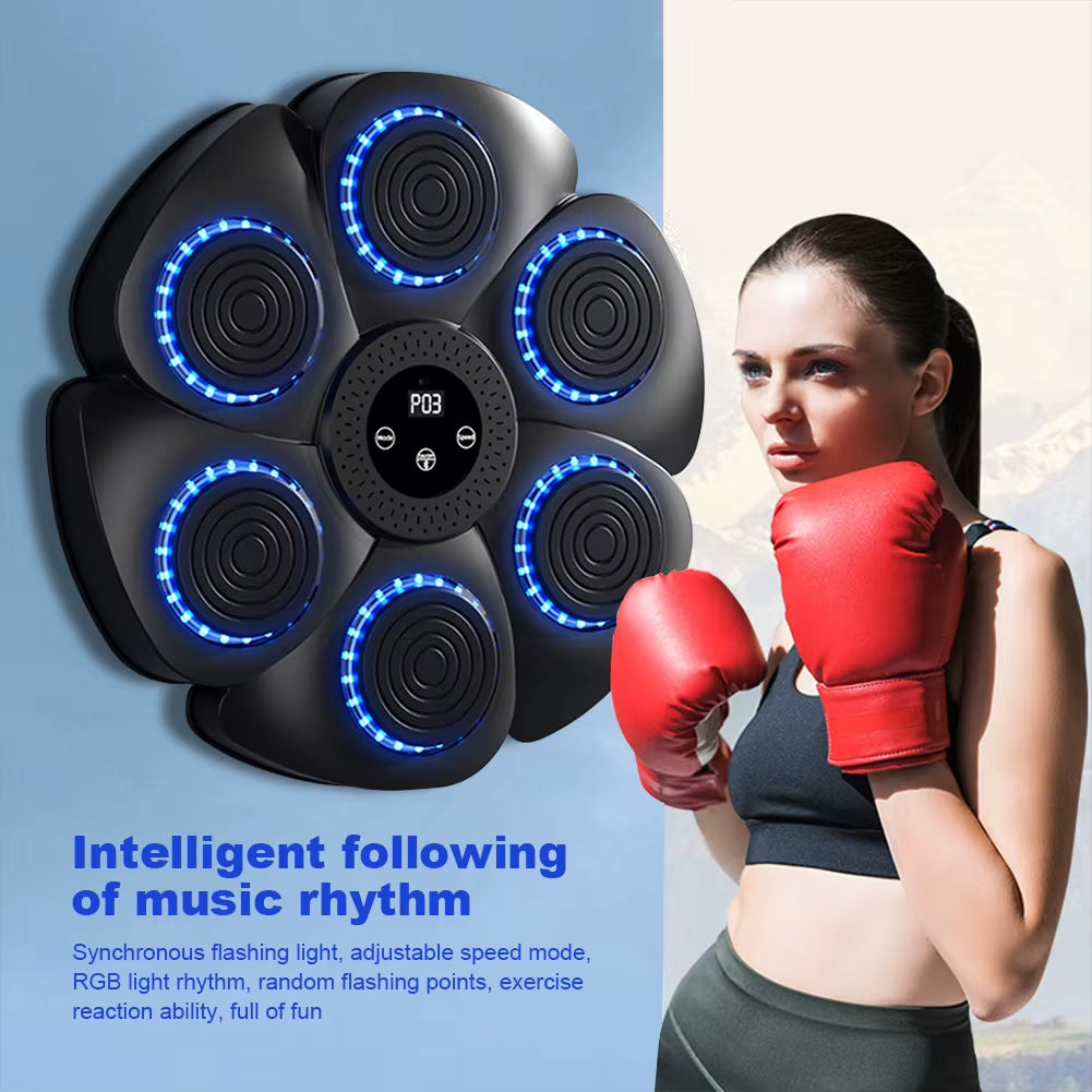 Music Boxing Machine Boxing Reaction Wall Target Adjustable Smart Bluetooth-Compatible Boxing Machine RGB Light for Home Workout ATHLEXES