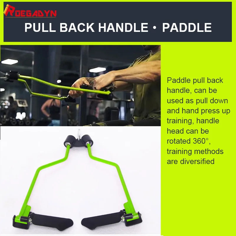 8 Piece Set Fitness Lat Pull down T Handle Bar Rowing Rotating V-Bar Pulley Cable Machine Handle Grip Gym Equipment Back Trainer ATHLEXES