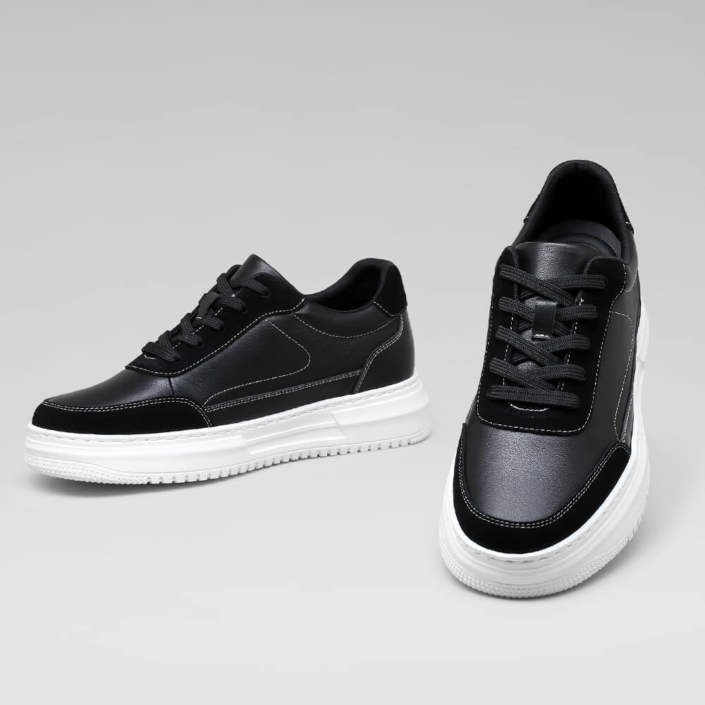CMR Chamaripa 6CM Black Leather Elevator Sneakers ATHLEXES