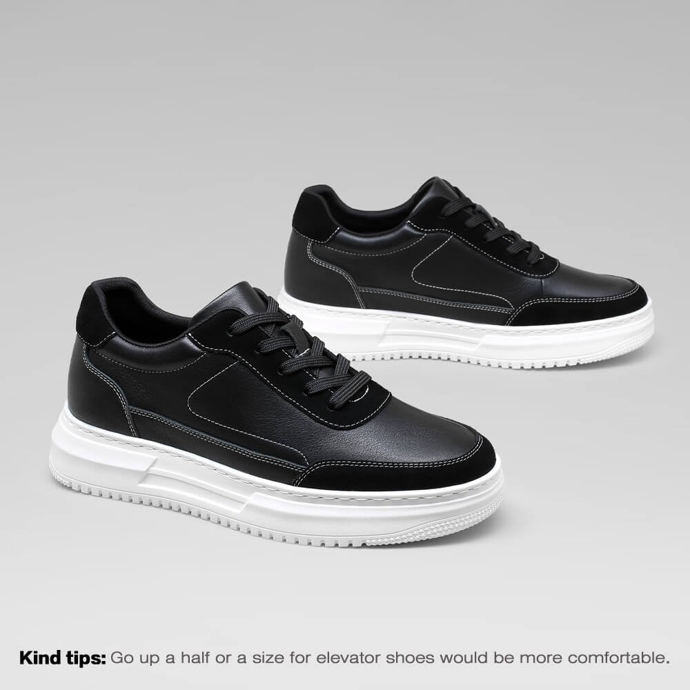 CMR Chamaripa 6CM Black Leather Elevator Sneakers ATHLEXES