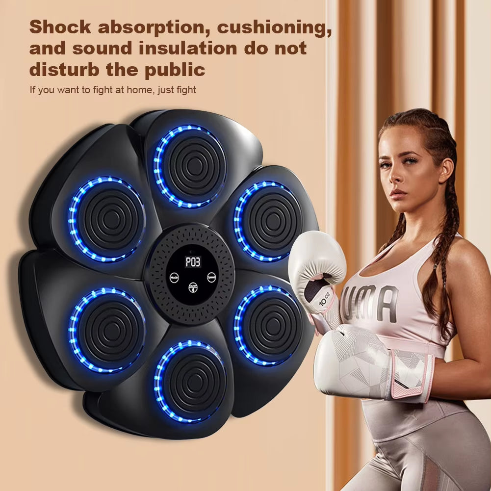 Music Boxing Machine Boxing Reaction Wall Target Adjustable Smart Bluetooth-Compatible Boxing Machine RGB Light for Home Workout ATHLEXES