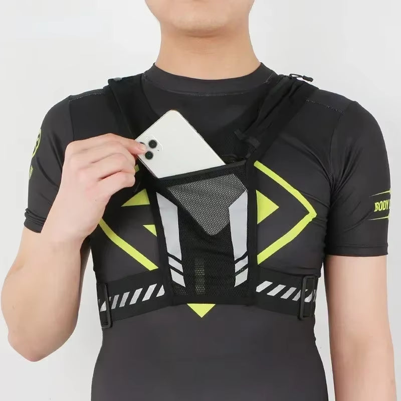 Reflective Running Backpack Universal Lightweight Sports Running Vest Mobile Phone Cards Bag for Jogging Fitness Men and Women ATHLEXES