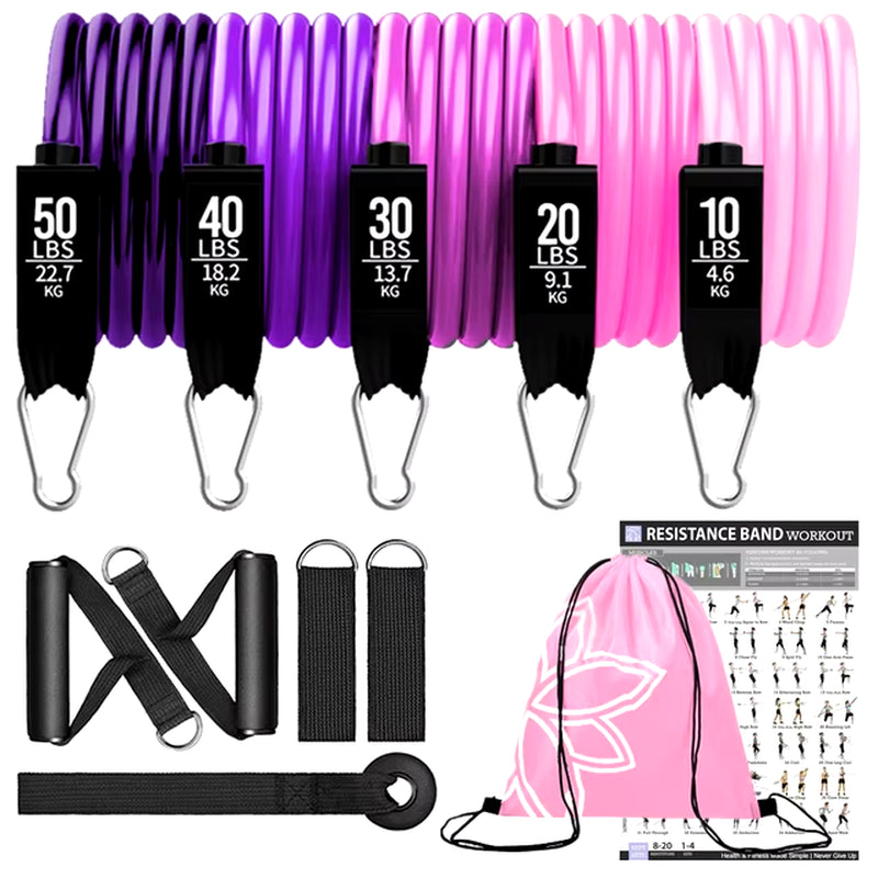 360Lbs Fitness Exercises Resistance Bands Set Elastic Tubes Pull Rope Yoga Band Training Workout Equipment for Home Gym Weight ATHLEXES