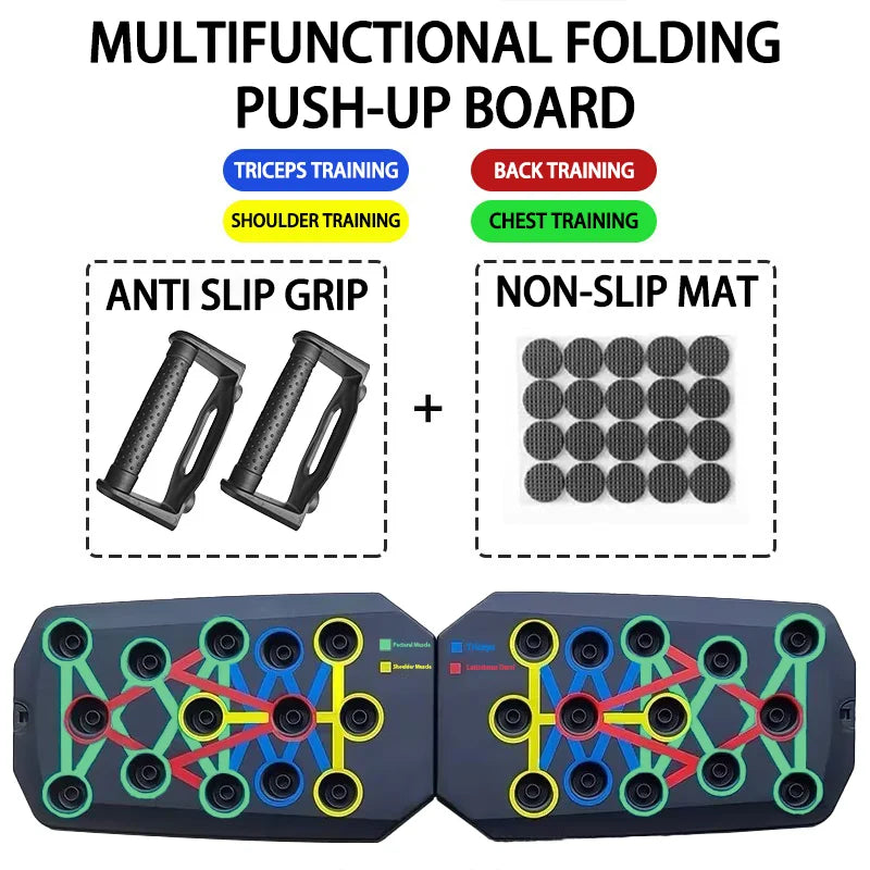 Portable Multifunctional Push-Up Board Set with Handles Foldable Fitness Equipment for Chest Abdomen Arms and Back Training ATHLEXES