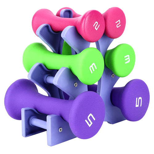6Pcs Hand Fitness Weights Set Holder Rack 2Lb 3Lb 5Lb Bodybuilding Exercise Equipment ATHLEXES