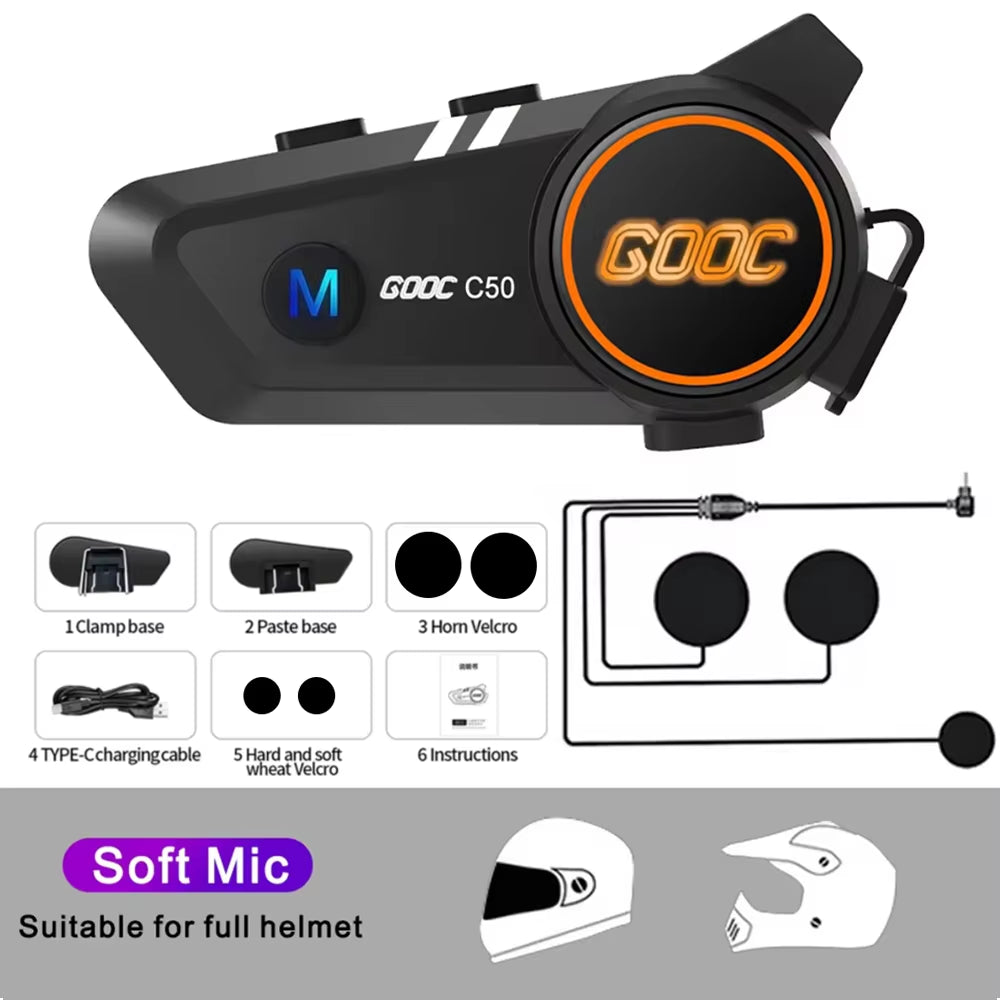 Bluetooth 5.3 Helmet Headset Wireless Hands-Free Call Phone Kit Motorcycle Waterproof Earphone MP3 Music Player Speaker for Moto ATHLEXES