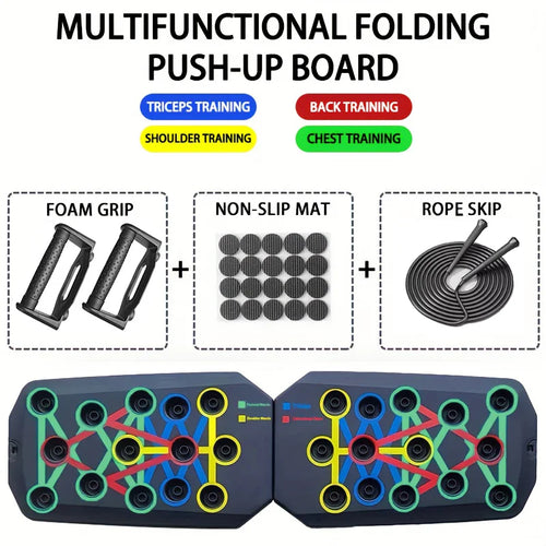 Portable Multifunctional Push-Up Board Set with Handles Foldable Fitness Equipment for Chest Abdomen Arms and Back Training ATHLEXES