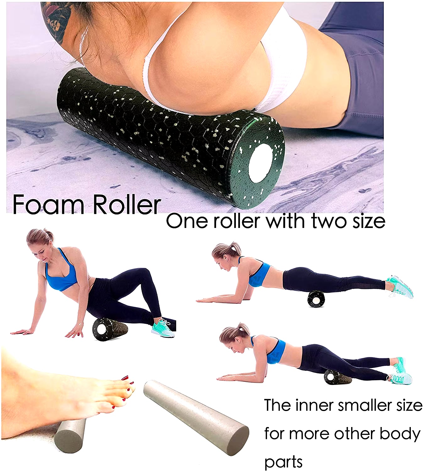 2 in 1 Hollow Column Foam Roller Set EPP Muscle Relieve Massage Roller Gym Fitness Equipment Sports Massage Rollers ATHLEXES