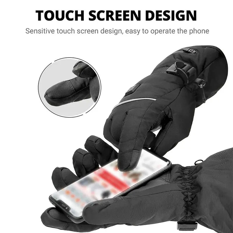 Electric Heating Gloves Waterproof Skiing Gloves Winter Motorcycle Riding Outdoor Gloves 3 Levels Heated Gloves ATHLEXES