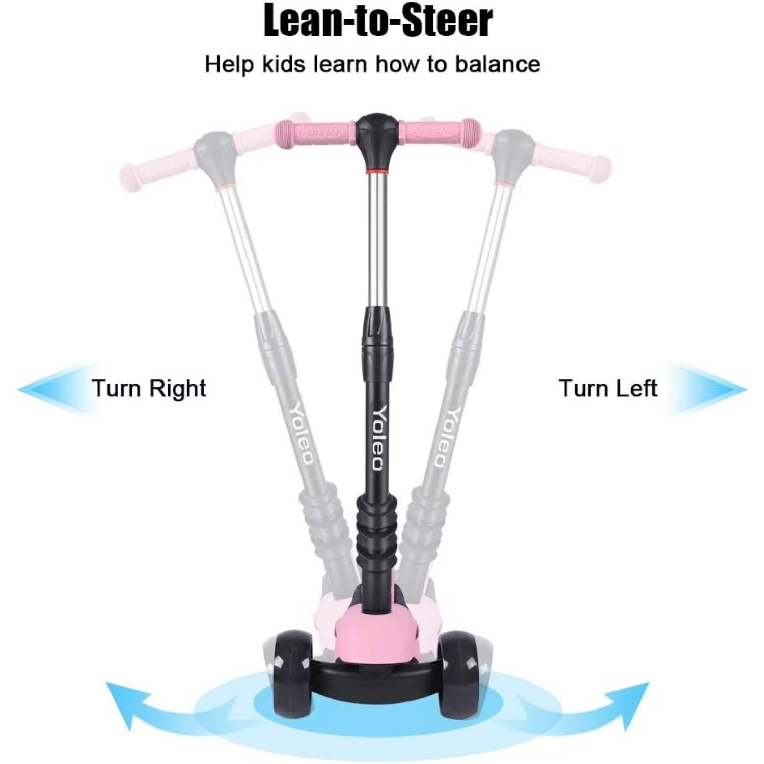 Kids Three Wheel Kick Scooter, LED Flashing Wheels, Height Adjustable, 3-In-1 Lightweight Children'S Scooter for Aged 2-8 ATHLEXES