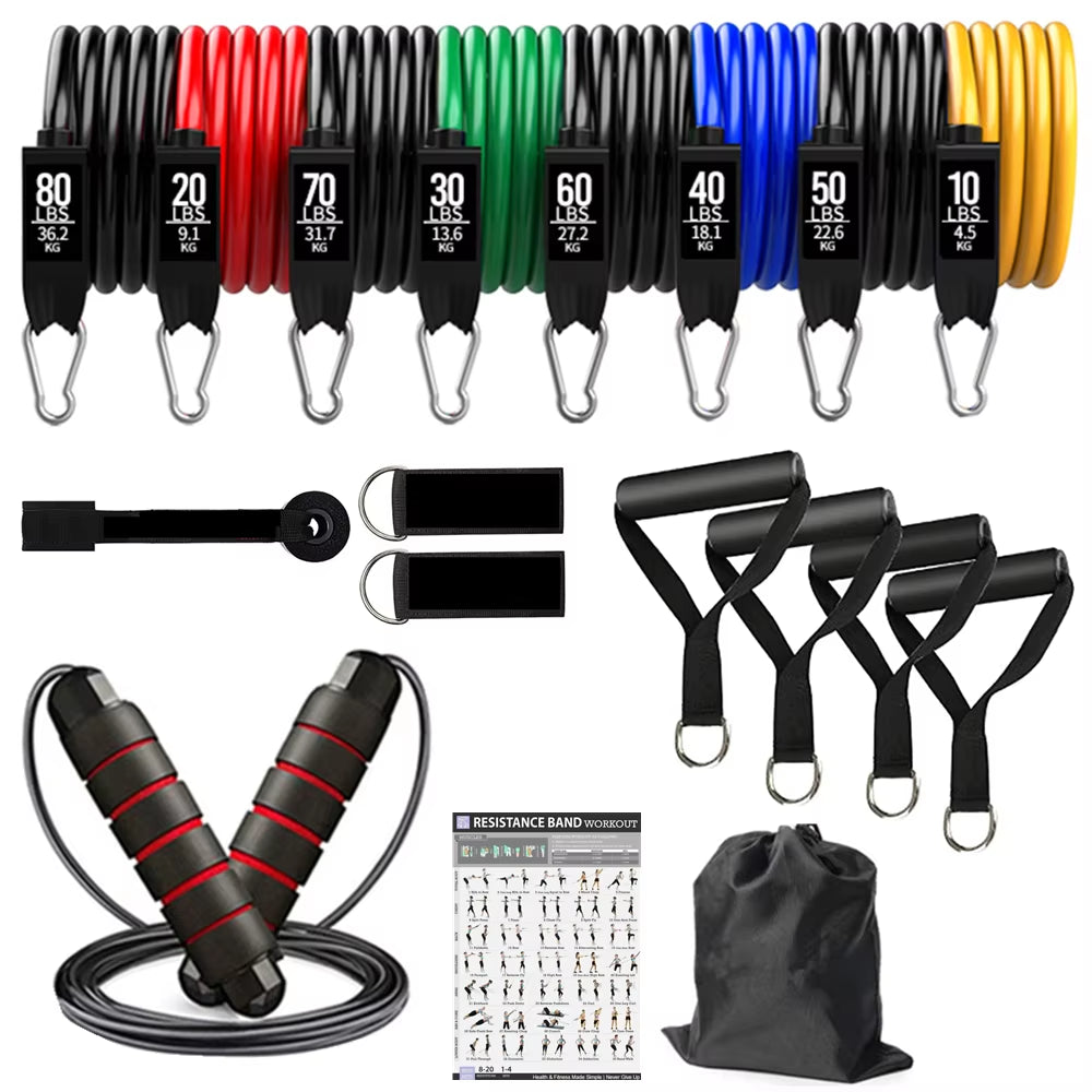 360Lbs Fitness Exercises Resistance Bands Set Elastic Tubes Pull Rope Yoga Band Training Workout Equipment for Home Gym Weight ATHLEXES