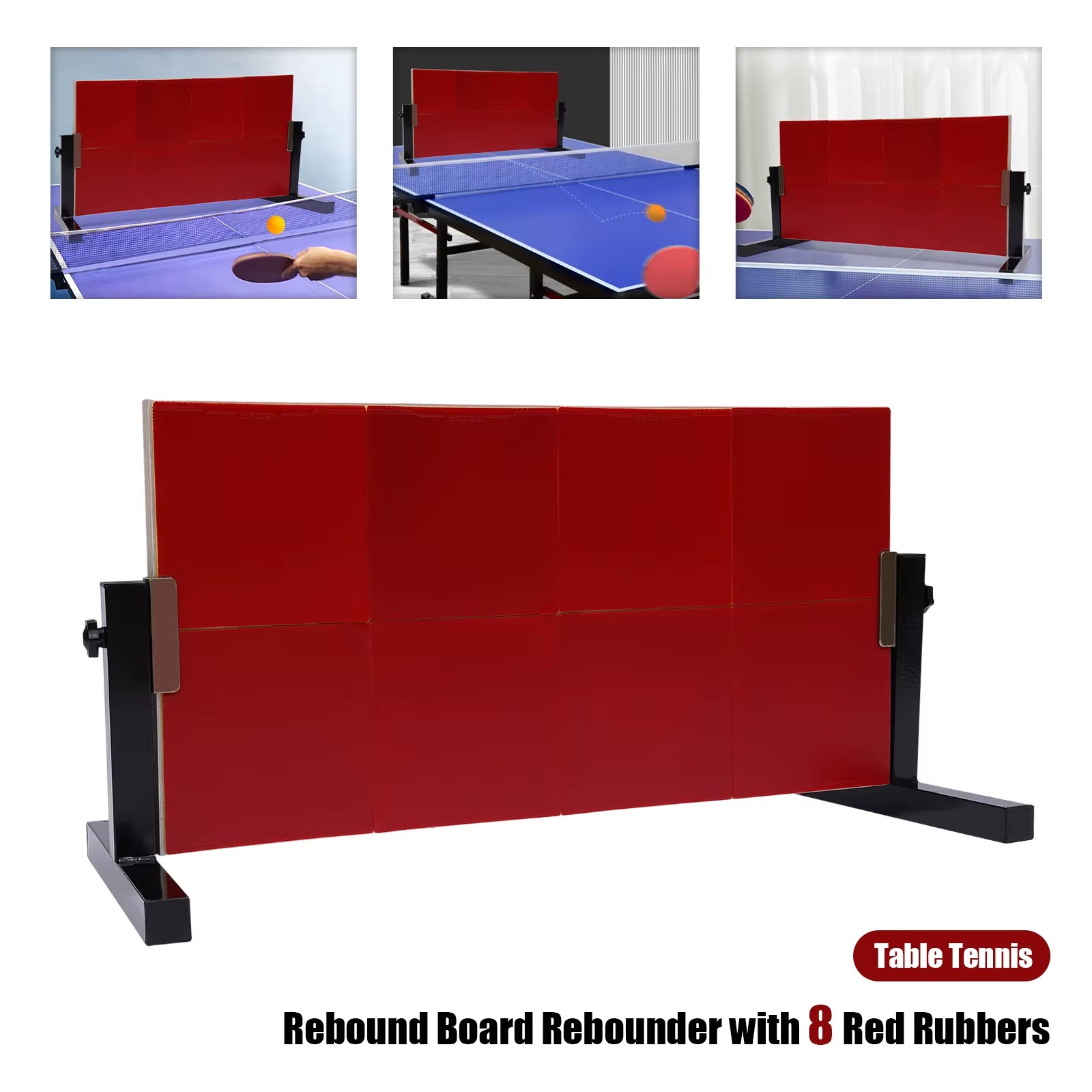 Table Tennis Rebound Board Rebounder with 8Red Rubbers Generation Pingpong Return Board Self Training Equipment Galvanized Frame ATHLEXES
