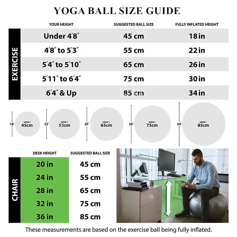 PVC Fitness Balls Yoga Ball Thickened Explosion-Proof Exercise Home Gym Pilates Equipment Balance Ball 45Cm/55Cm/65Cm/75Cm/85Cm ATHLEXES
