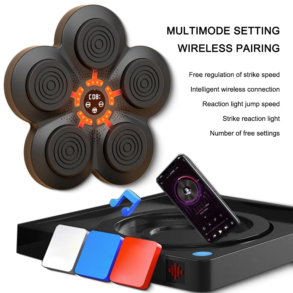 Smart Music Boxing Machine Wall Target LED Lighted Sandbag Relaxing Reaction Training Target for Boxing Sports Agility Reaction ATHLEXES