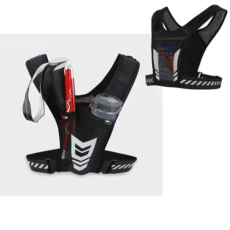 Reflective Running Backpack Universal Lightweight Sports Running Vest Mobile Phone Cards Bag for Jogging Fitness Men and Women ATHLEXES