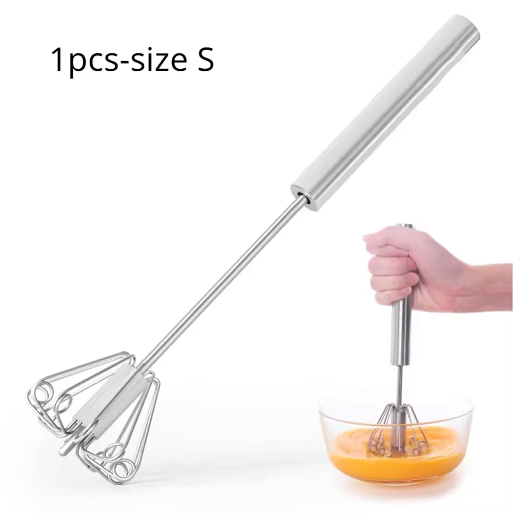 Semi Automatic Mixer Whisk Egg Beater Stainless Steel Manual Hand Mixer Self-Turning Cream Utensils Kitchen Mixer Egg Tools ATHLEXES