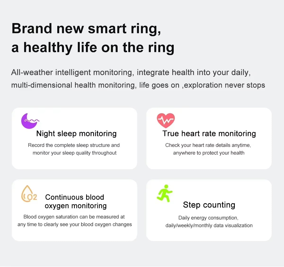 Smart Ring Men Women Steel Shell Sleep Health Monitoring 3ATM Waterproof Multi-Sport Modes Ring for Xiaomi for Huawei for IOS ATHLEXES