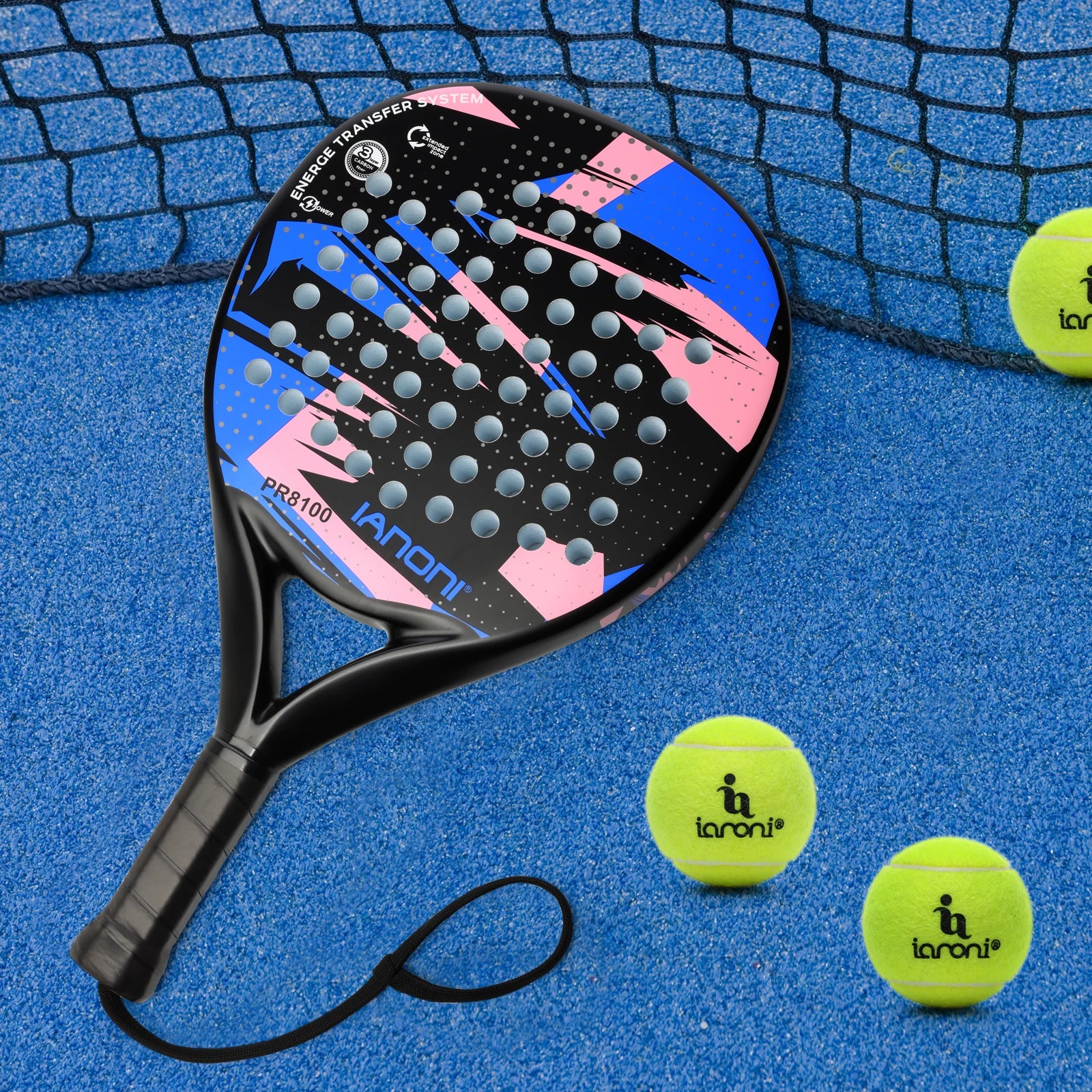 Padel Racket Carbon Fiber Surface with EVA Memory Flex Foam Core Padel Tennis Racquets Lightweight ATHLEXES