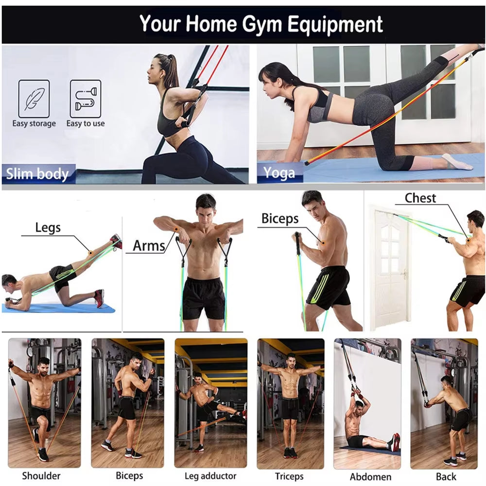 360Lbs Fitness Exercises Resistance Bands Set Elastic Tubes Pull Rope Yoga Band Training Workout Equipment for Home Gym Weight ATHLEXES