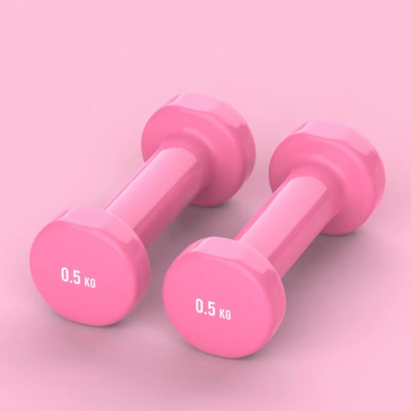 Vinyl Coated Dumbbell 0.5Kg Hand Weights Non-Slip and Anti-Roll Hex Dumbbells in Pair for Workouts Strength Training Free Weight ATHLEXES