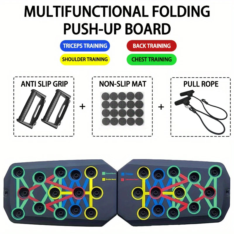 Portable Multifunctional Push-Up Board Set with Handles Foldable Fitness Equipment for Chest Abdomen Arms and Back Training ATHLEXES