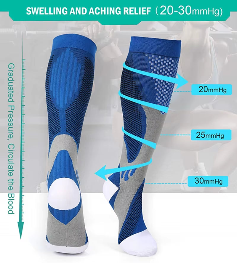 3/6/7 Pairs Compression Socks Women Men 30 Mmhg Comfortable anti Fatigue Athletic Nylon Medical Nursing Sport Running Stockings ATHLEXES
