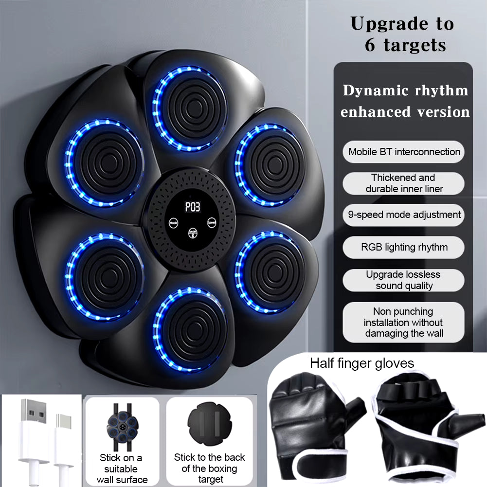 Music Boxing Machine Boxing Reaction Wall Target Adjustable Smart Bluetooth Boxing Machine Wall Mounted Gym Machine Equipment ATHLEXES