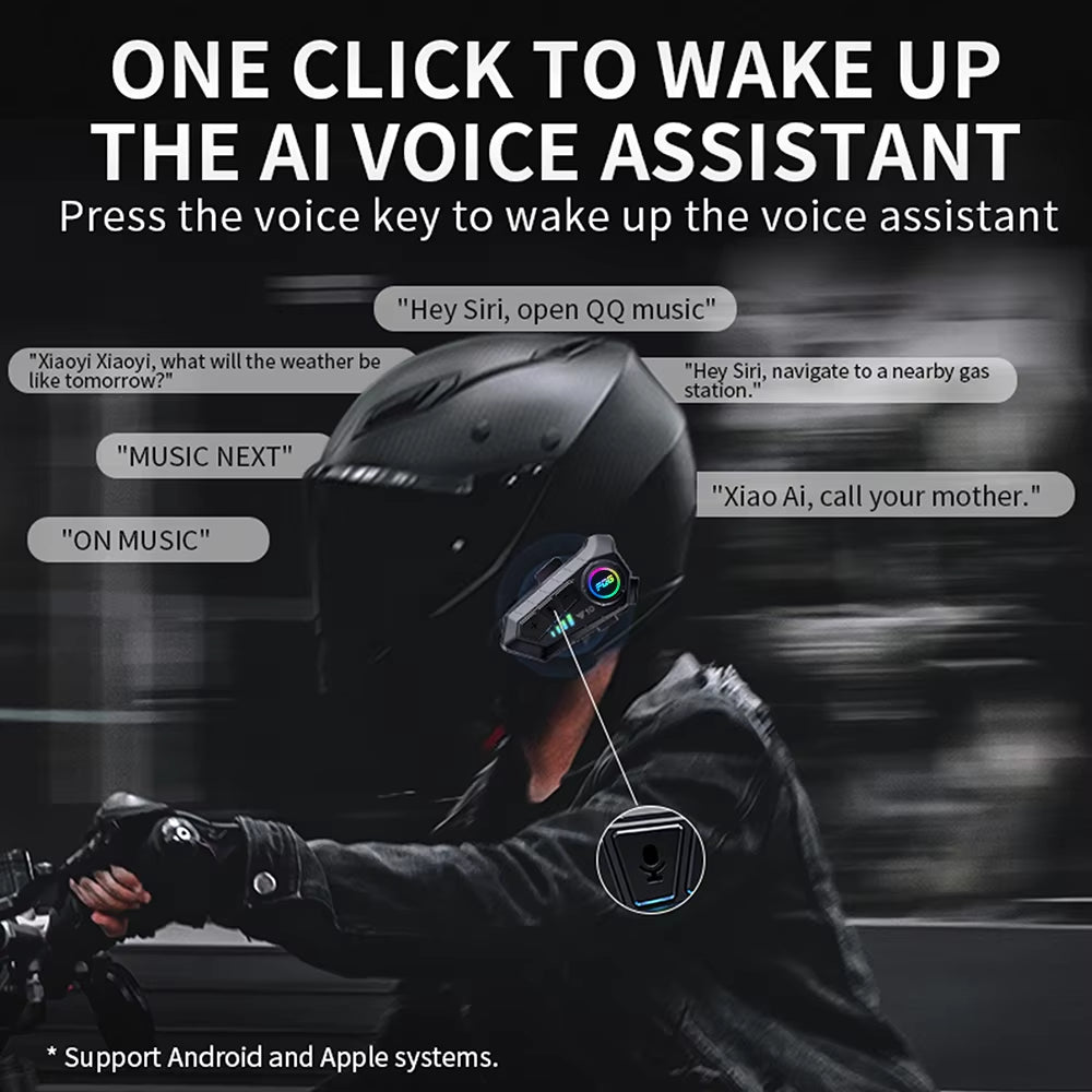 Bluetooth 5.3 Helmet Headset Wireless Hands-Free Call Phone Kit Motorcycle Waterproof Earphone MP3 Music Player Speaker for Moto ATHLEXES