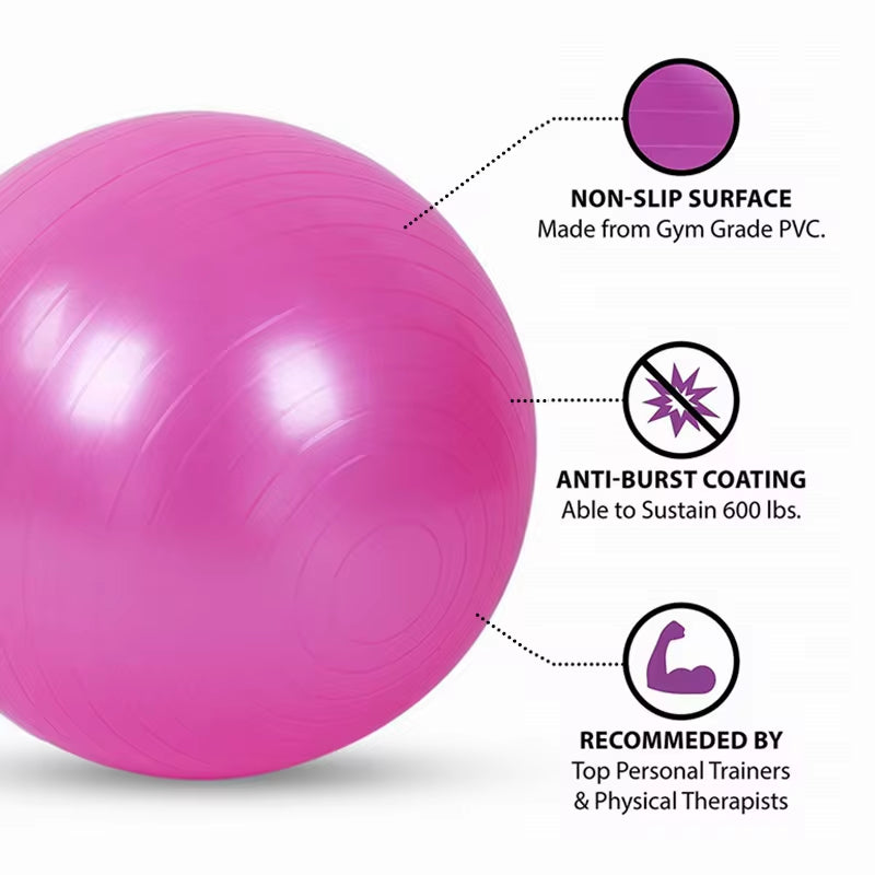 PVC Fitness Balls Yoga Ball Thickened Explosion-Proof Exercise Home Gym Pilates Equipment Balance Ball 45Cm/55Cm/65Cm/75Cm/85Cm ATHLEXES