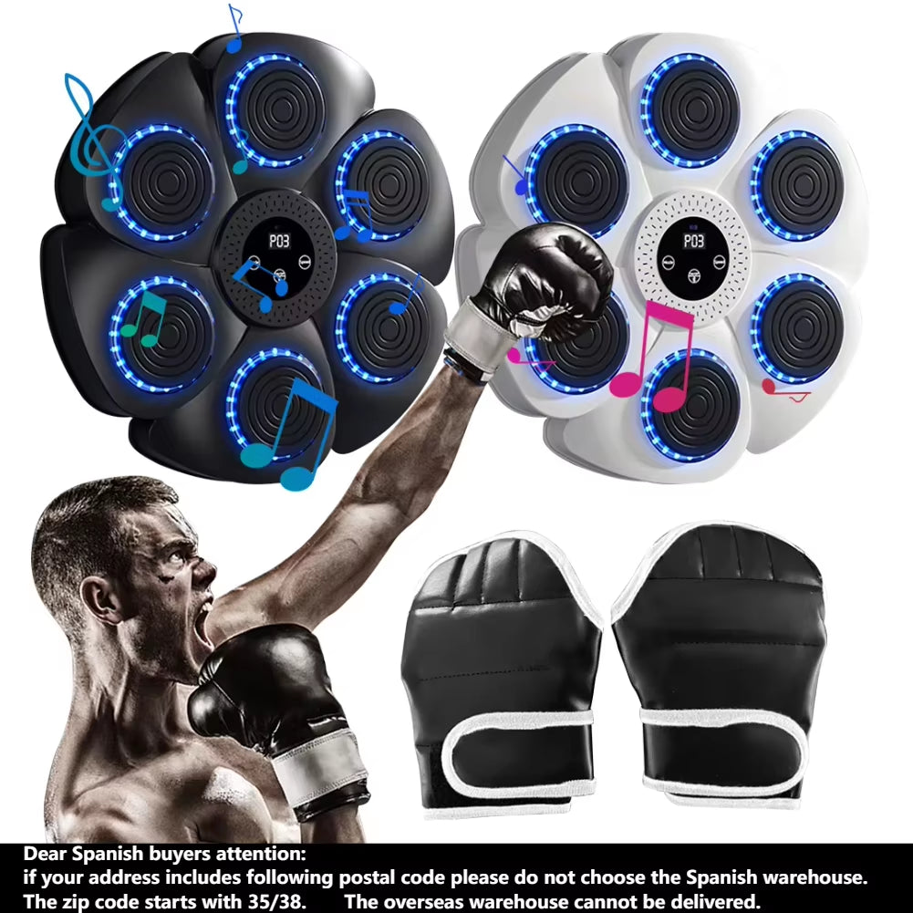 Music Boxing Machine Boxing Reaction Wall Target Adjustable Smart Bluetooth-Compatible Boxing Machine RGB Light for Home Workout ATHLEXES
