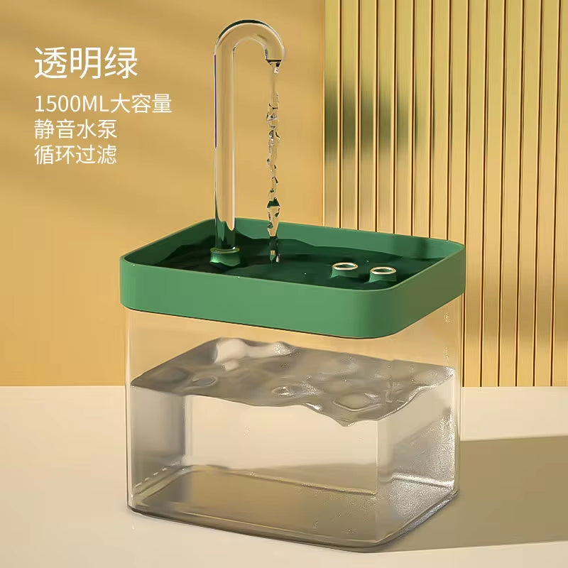 Ultra-Quiet Cat Water Fountain Filter Smart Automatic Pet Dog Water Dispenser&Burnout Prevention Pump1.5L Recirculate Filtrin ATHLEXES