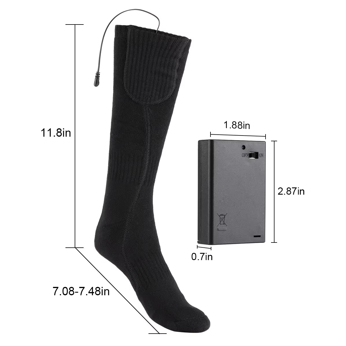 2 Pairs Heated Socks Feet Warm Snowmobile Skiing Boots Heated Socks Outdoor Camping Sports Winter Thermal Stocking Foot Warmer ATHLEXES