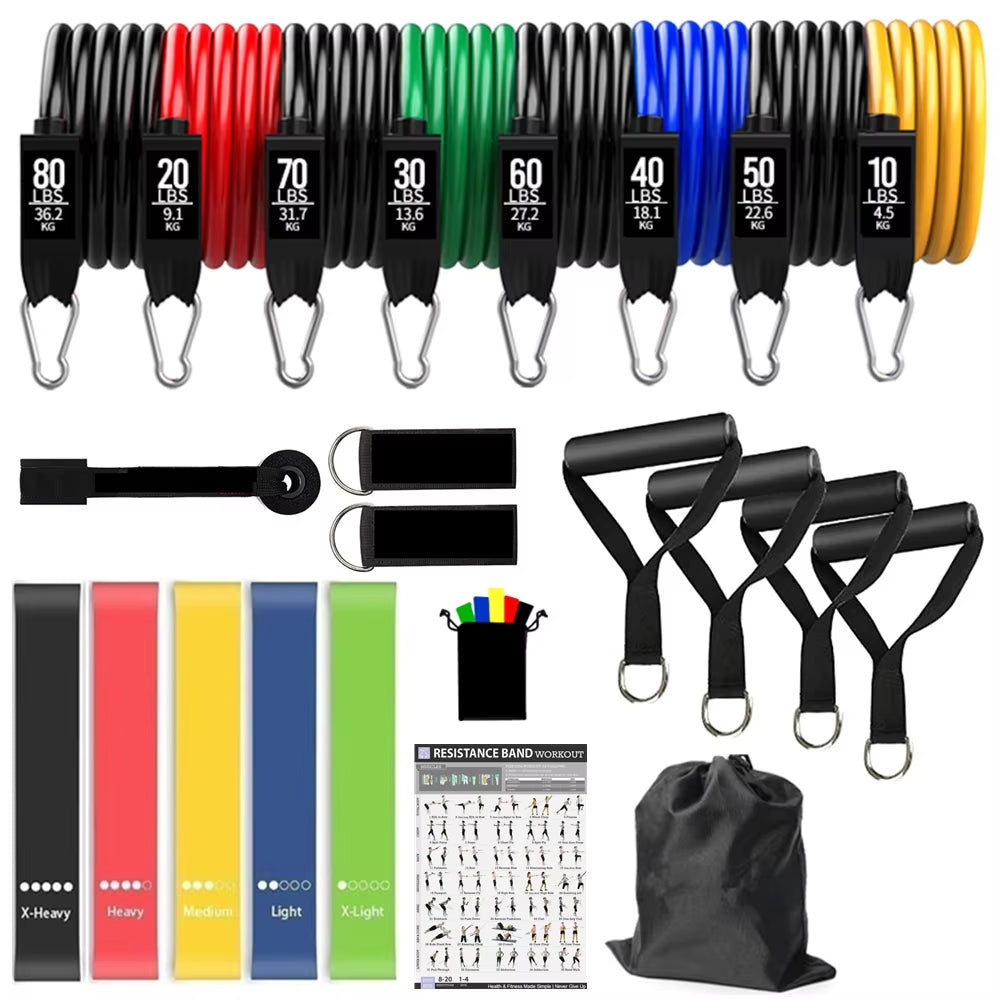 360Lbs Fitness Exercises Resistance Bands Set Elastic Tubes Pull Rope Yoga Band Training Workout Equipment for Home Gym Weight ATHLEXES