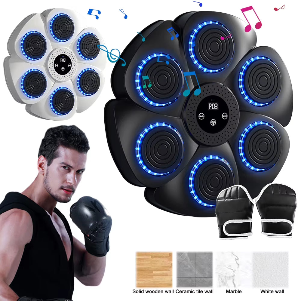 Music Boxing Machine Boxing Reaction Wall Target Adjustable Smart Bluetooth-Compatible Boxing Machine RGB Light for Home Workout ATHLEXES