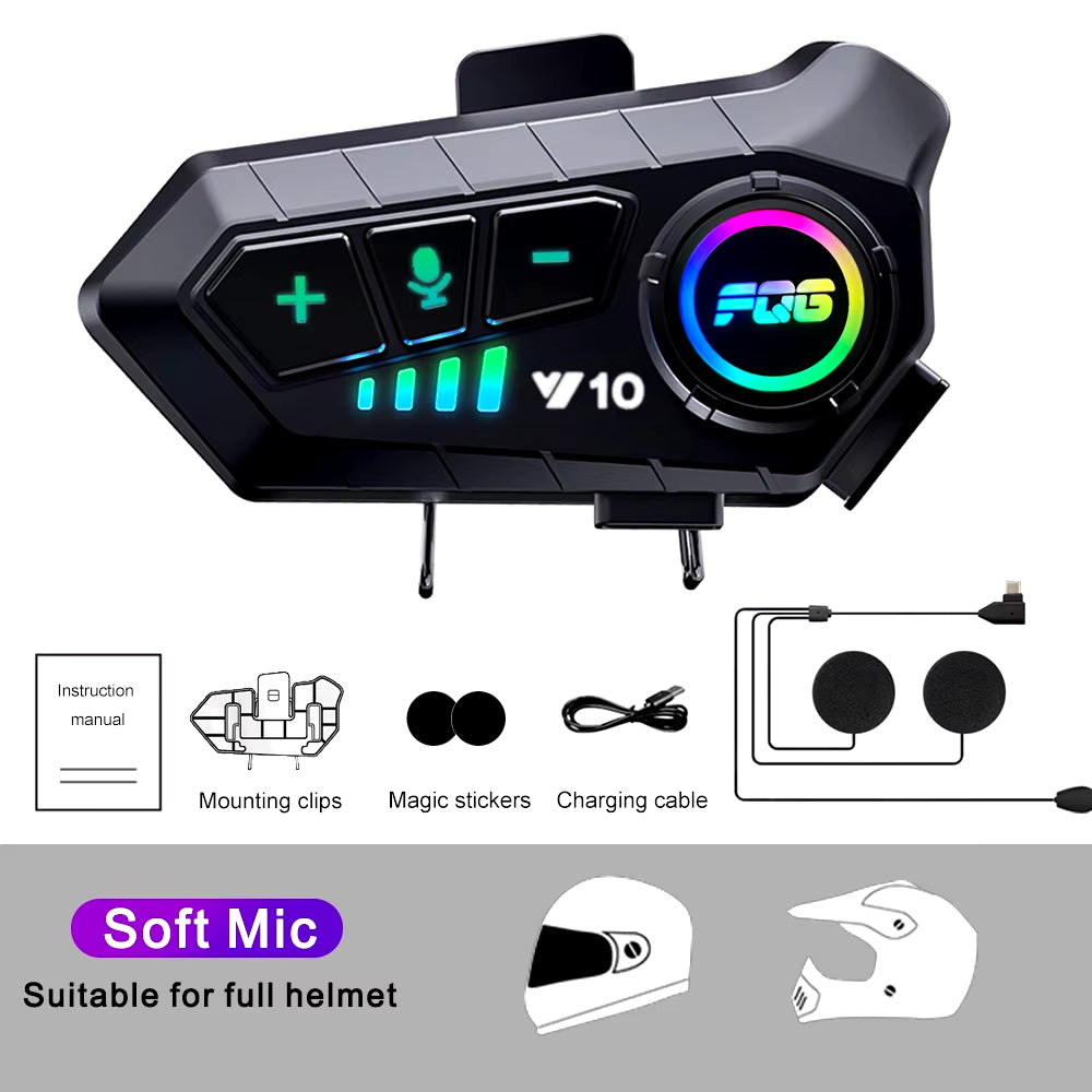 Bluetooth 5.3 Helmet Headset Wireless Hands-Free Call Phone Kit Motorcycle Waterproof Earphone MP3 Music Player Speaker for Moto ATHLEXES