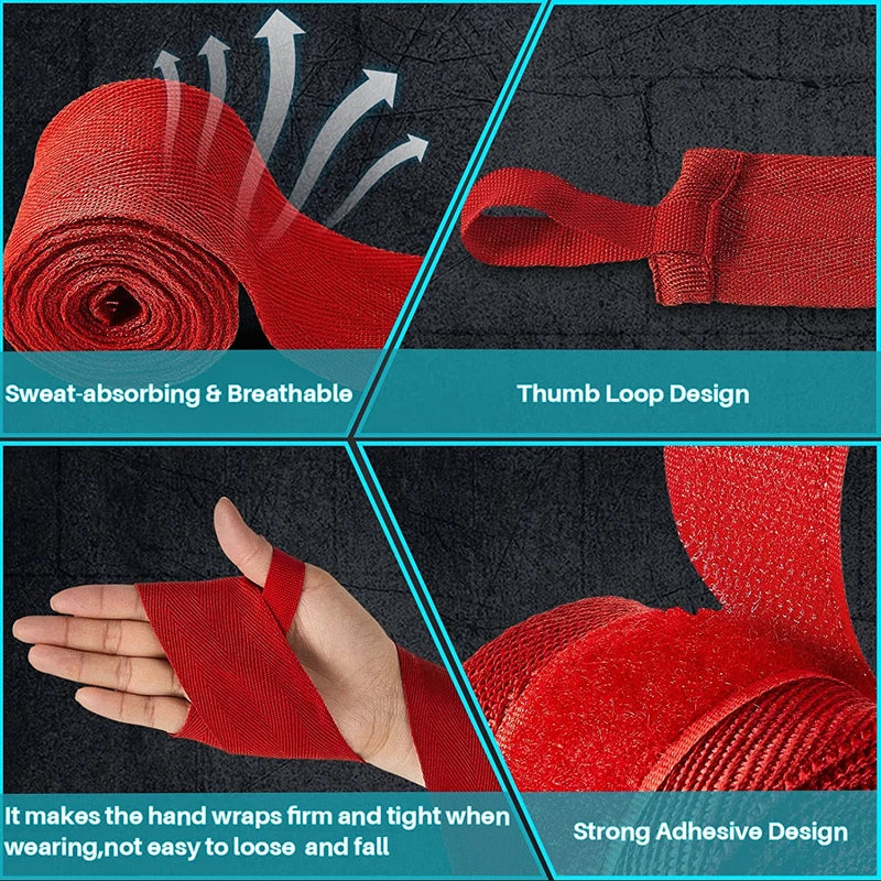 2 Rolls 2.5M Cotton Boxing Bandage Sports Strap Sanda Gauntlets MMA Hand Gloves Wraps Belt Wraps Bandage for Competition ATHLEXES