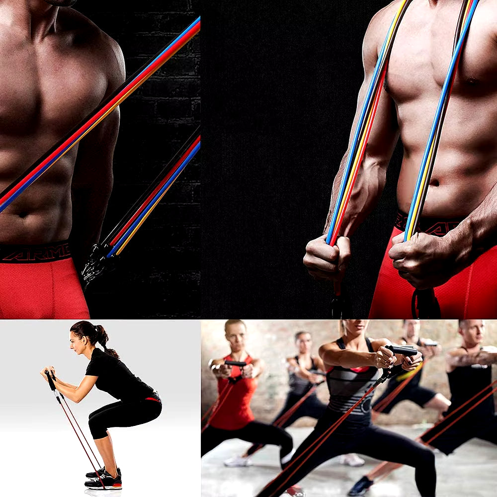Resistance Bands Set Bodybuilding Home Gym Equipment Professional Weight Training Fitness Elastic Rubber Bands Workout Expander ATHLEXES