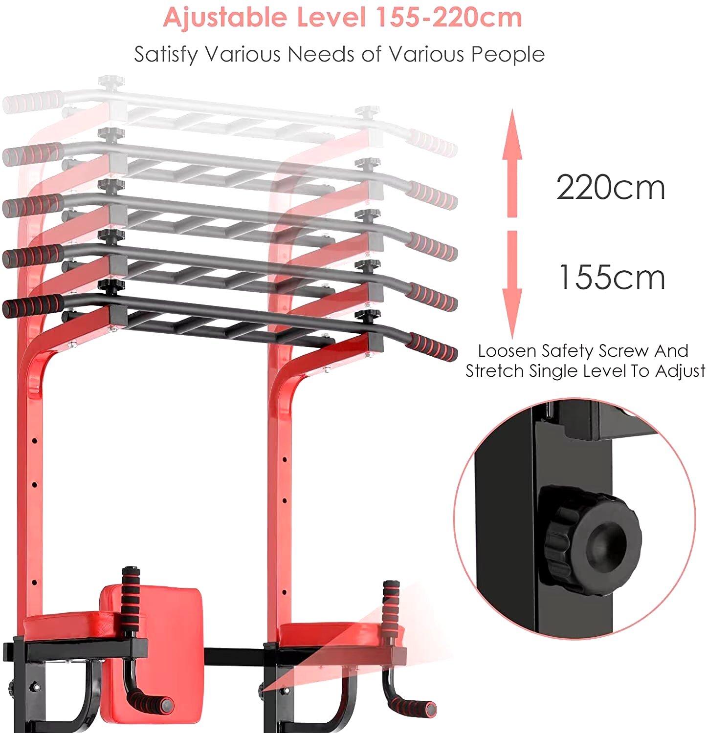 Power Tower Pull up Bar Strength Bodybuilding Standing 200Kg Workout Equipments Ultra-Functional Dip Station Home Fitness ATHLEXES