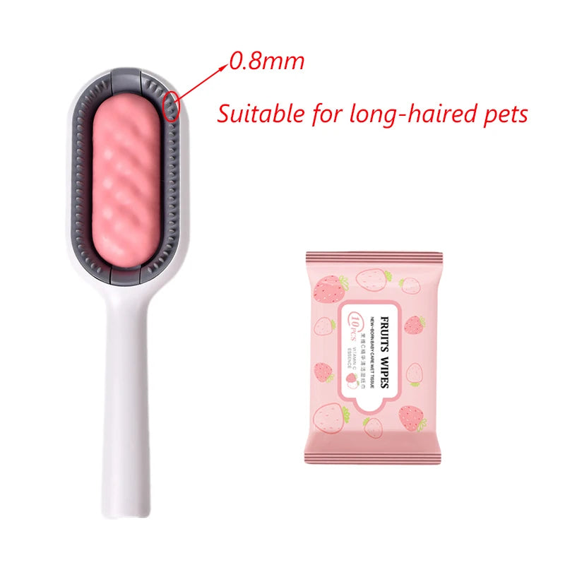 Double Sided Hair Removal Brushes for Cat Dog Pet Grooming Comb with Wipes Kitten Brush Gato Accesorios Artículos Para Mascotas ATHLEXES