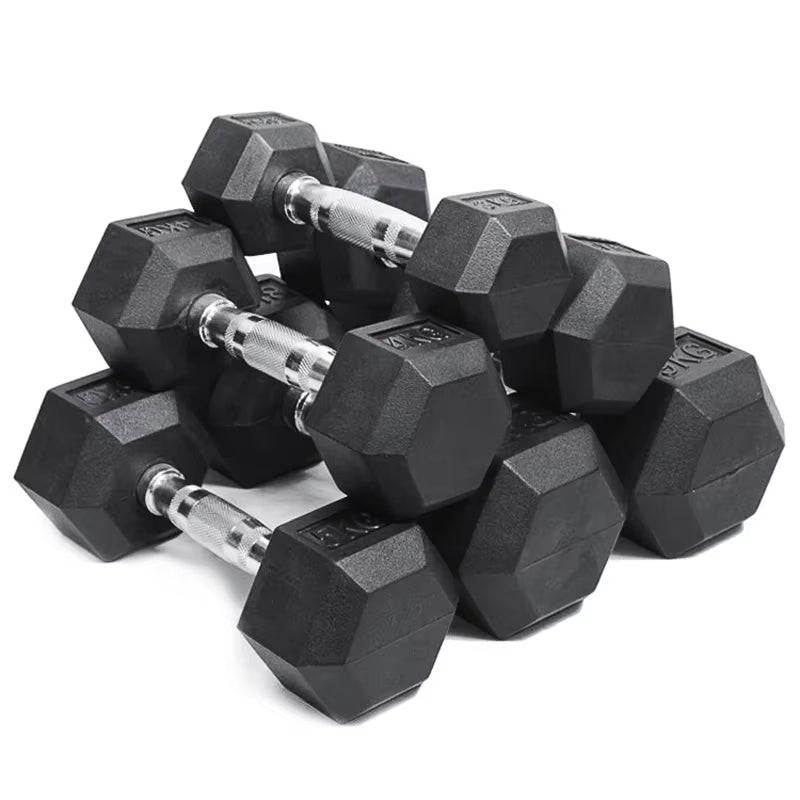 Hexagonal Fixed Dumbbells Men'S Fitness Equipment Home Ladies Rubber Dumbbells ATHLEXES