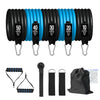 Fitness Resistance Bands Set Yoga 5 Tube Workout Bands Home Exercise Bands with Door Anchor Handles Ankle Straps Gym Equipment ATHLEXES