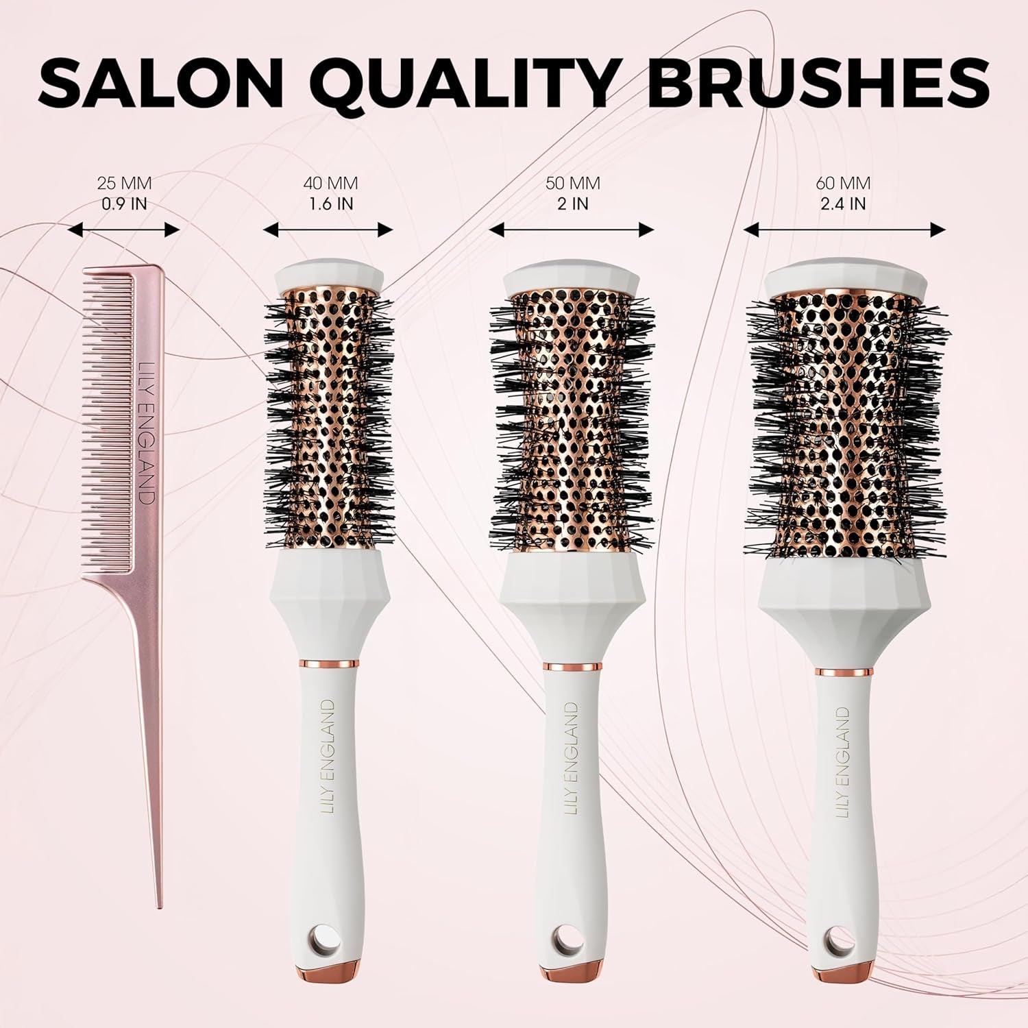 round Hair Brush Set, 4 Piece Professional Blow Dry Kit with 3 round Brushes and Comb for Styling, Beauty Gifts Sets for Women ATHLEXES