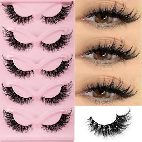 5 Pairs Cat Eye Lashes Faux Mink Eyelashes Natural Long Manga Lashes Winged End Eye Elongated Eyelashes Fake Lashes Makeup ATHLEXES